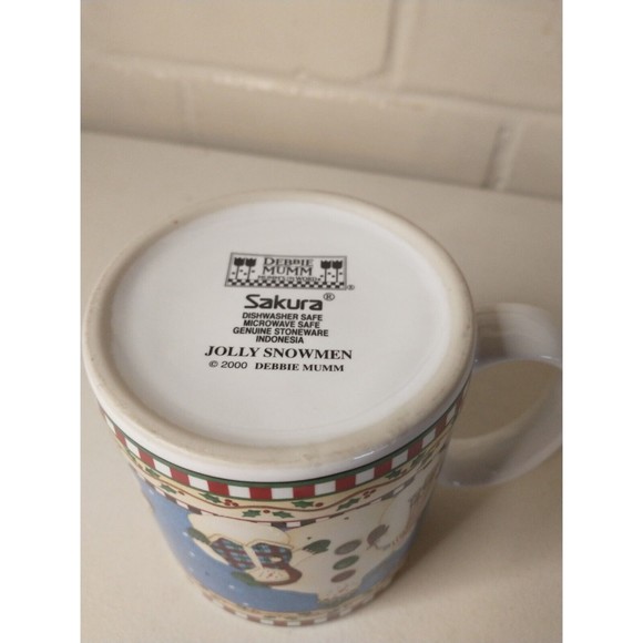 Jolly Snowmen Mugs Debbie Mumm Sakura  2000 Set Of 4 - Picture 11 of 13